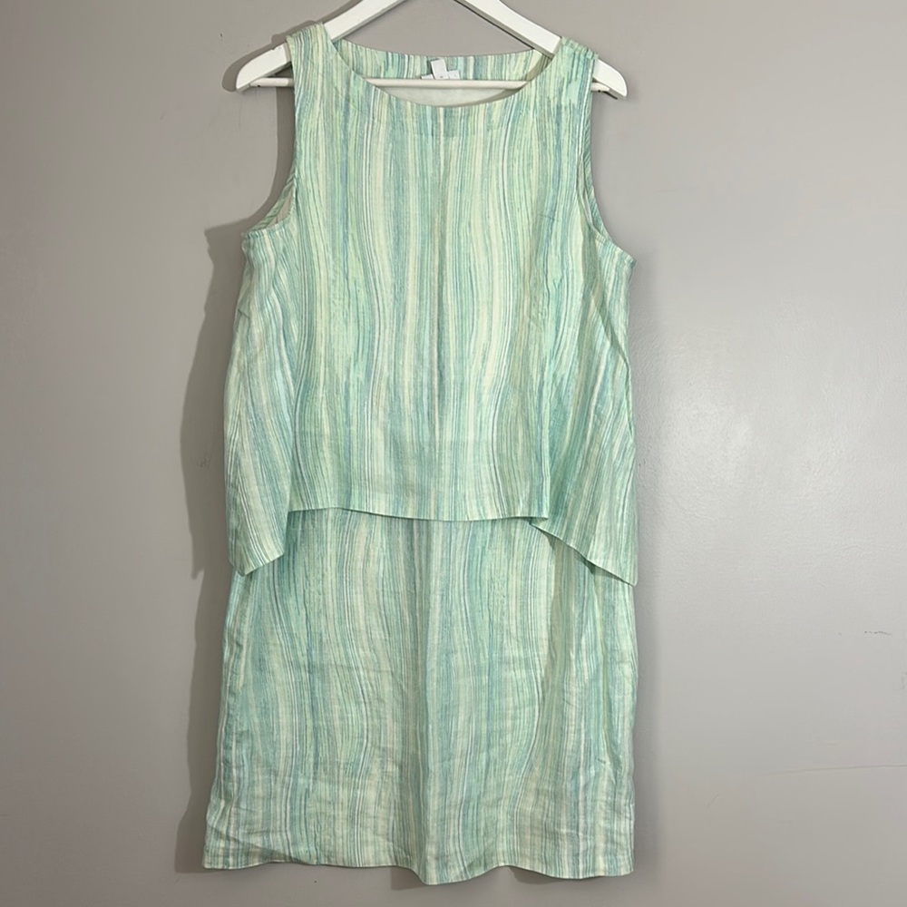 J. Jill Pure Jill Linen Layered Watercolor Casual Dress Size M